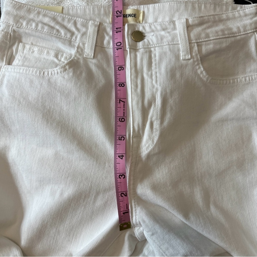 L’AGENCE Audrina High Rise Distressed Straight Jeans White 29 - Picture 8 of 8